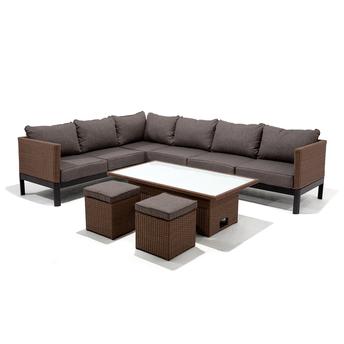 Buy Homeworks 8 Seater Raahe  Rattan Lounge Dining Sofa  Set 