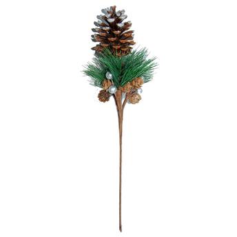 Festive Glittered Pine Cone Pick Decor
