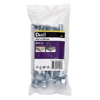 Buy Diall Zinc-Plated Carbon Steel Square Coach Nut & Bolt Pack (M12 x ...