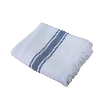 Buy Pan Emirates Fringe Cotton Bath Towel (90 x 180 cm, White & Blue ...