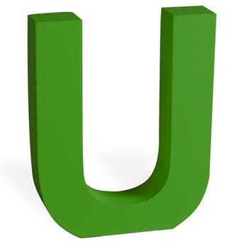 Wooden Rainbow Letter U (11 × 8 × 2 cm, Green)