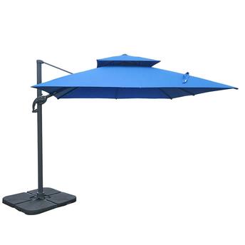 Buy Danube Home Aura Steel Umbrella W/Base (300 x 300 x 210 cm, Blue ...