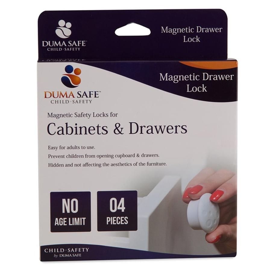 Duma Safe DSD204 Magnetic Safety Locks for Cabinets and Drawers (Pack of 4, White)