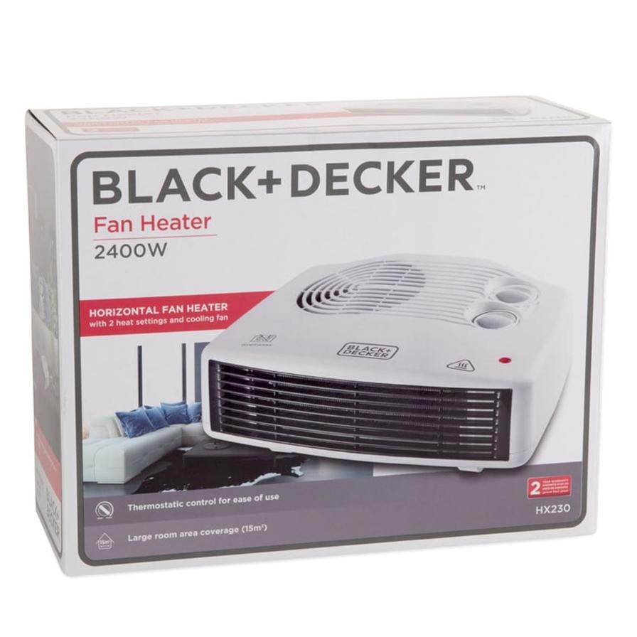 Black+Decker 2400W 220-240V Horizontal Fan Heater, 50-60Hz With  Thermostatic and Dual Thermal Control and Cooling Fan With auto Shutoff  Feature, HX230-B5 at best prices - Shopkees