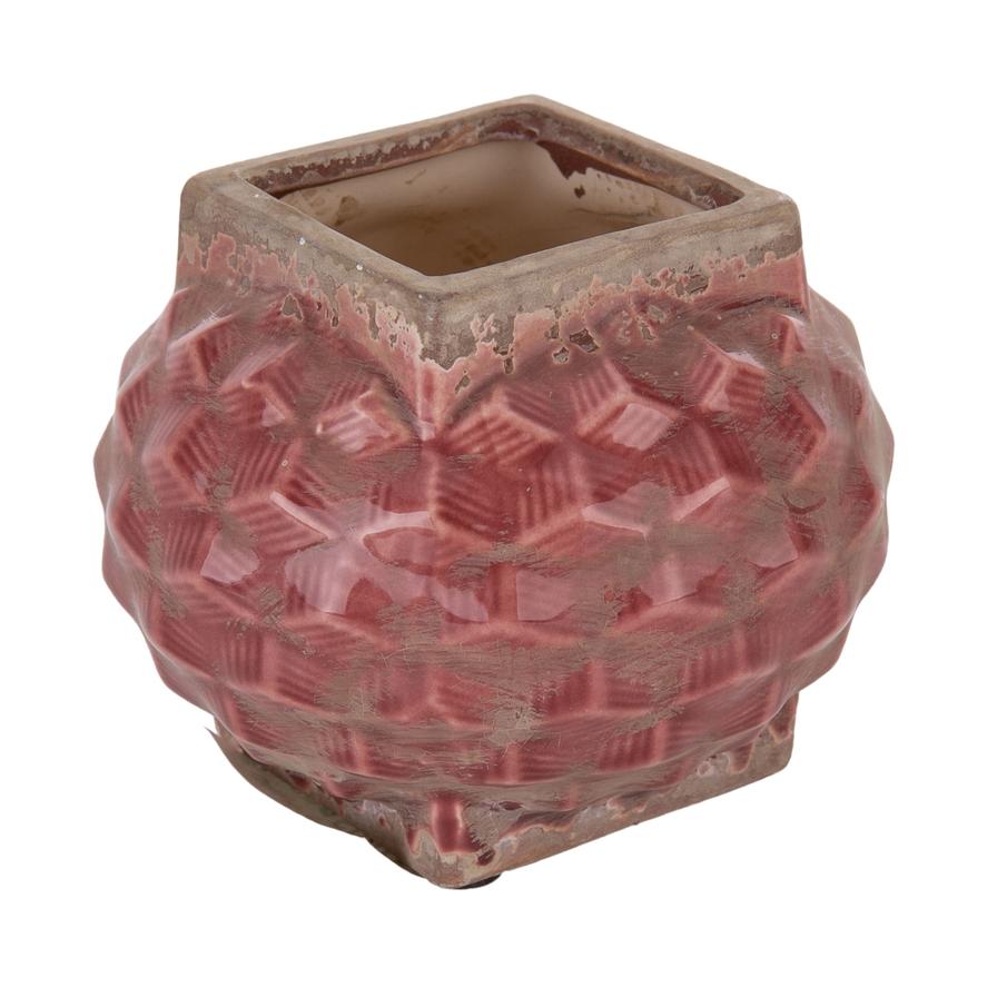 Living Space Ceramic Pot (9 cm, Red)