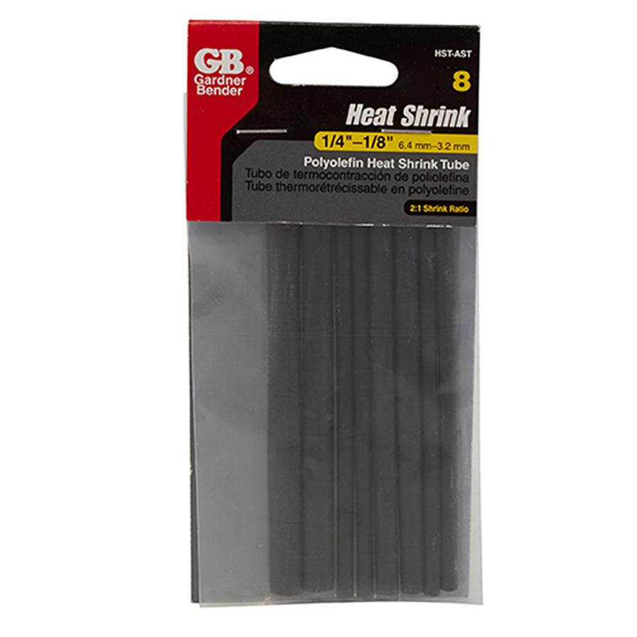 GB Gardner Bender Heat Shrink Tubing Set (Pack of 8, Black)