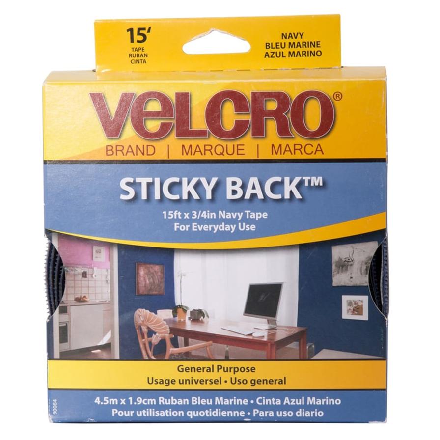 VELCRO® Sticky Back Tape Roll (1.9 cm x 4.5 m, Navy Blue)
