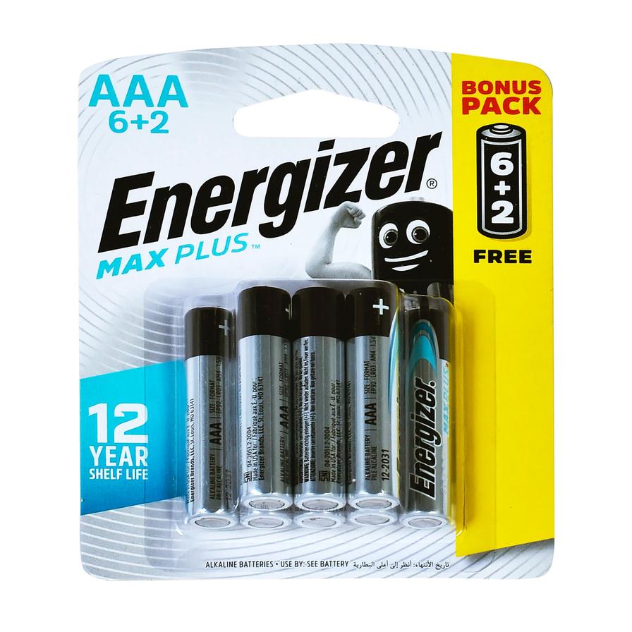 Energizer Max Plus AAA Alkaline Battery (6+2 Free)