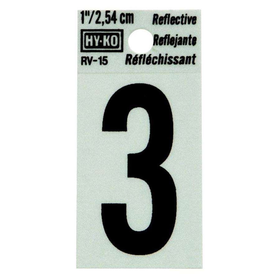 Hy-Ko Reflective Vinyl Self-Adhesive Number 3 (2.54 cm)