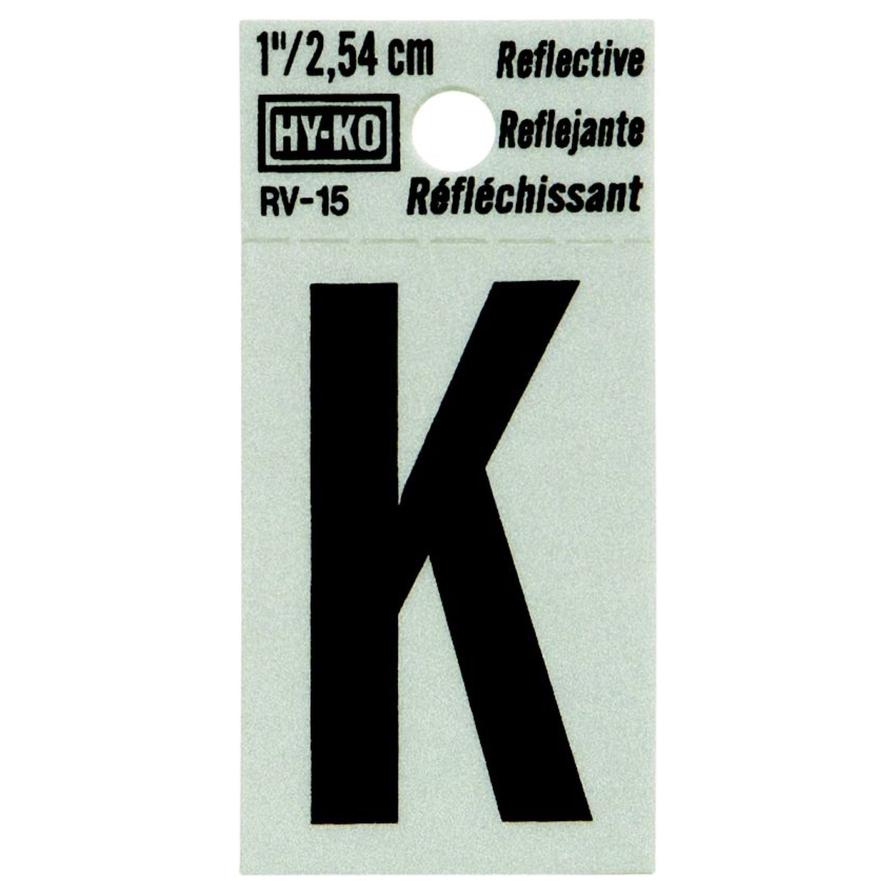 Hy-Ko Reflective Vinyl Self-Adhesive Letter K (2.54 cm)