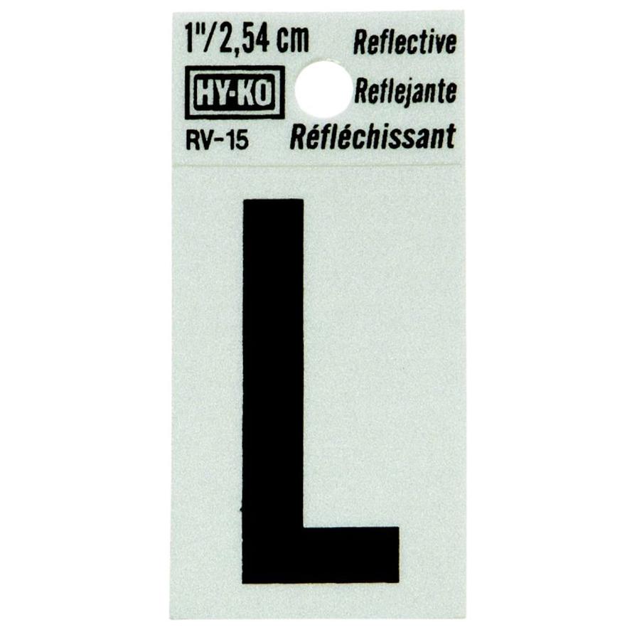 Hy-Ko Reflective Vinyl Self-Adhesive Letter L (2.54 cm)