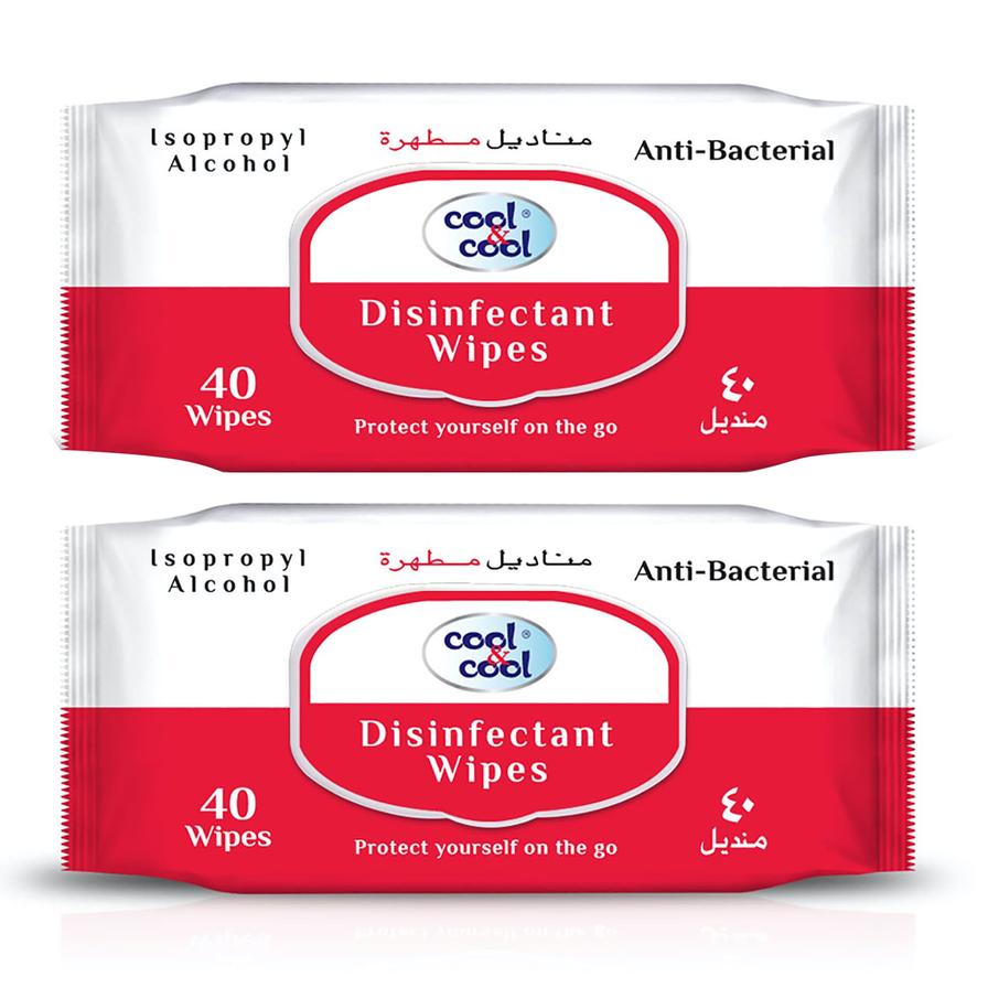 Cool & Cool Disinfectant Anti Bacterial Wipes Twin Pack