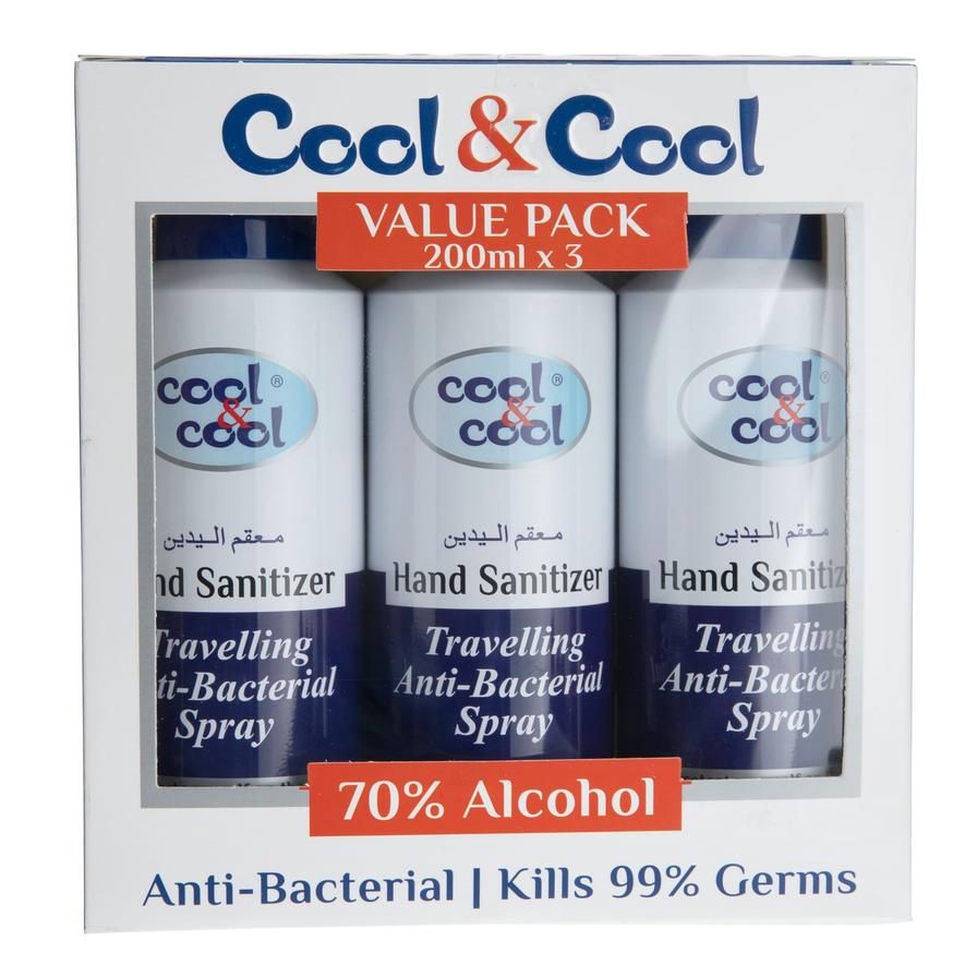 Cool & Cool Travelling Hand Sanitizer Spray (200 ml, 3 Pc.)