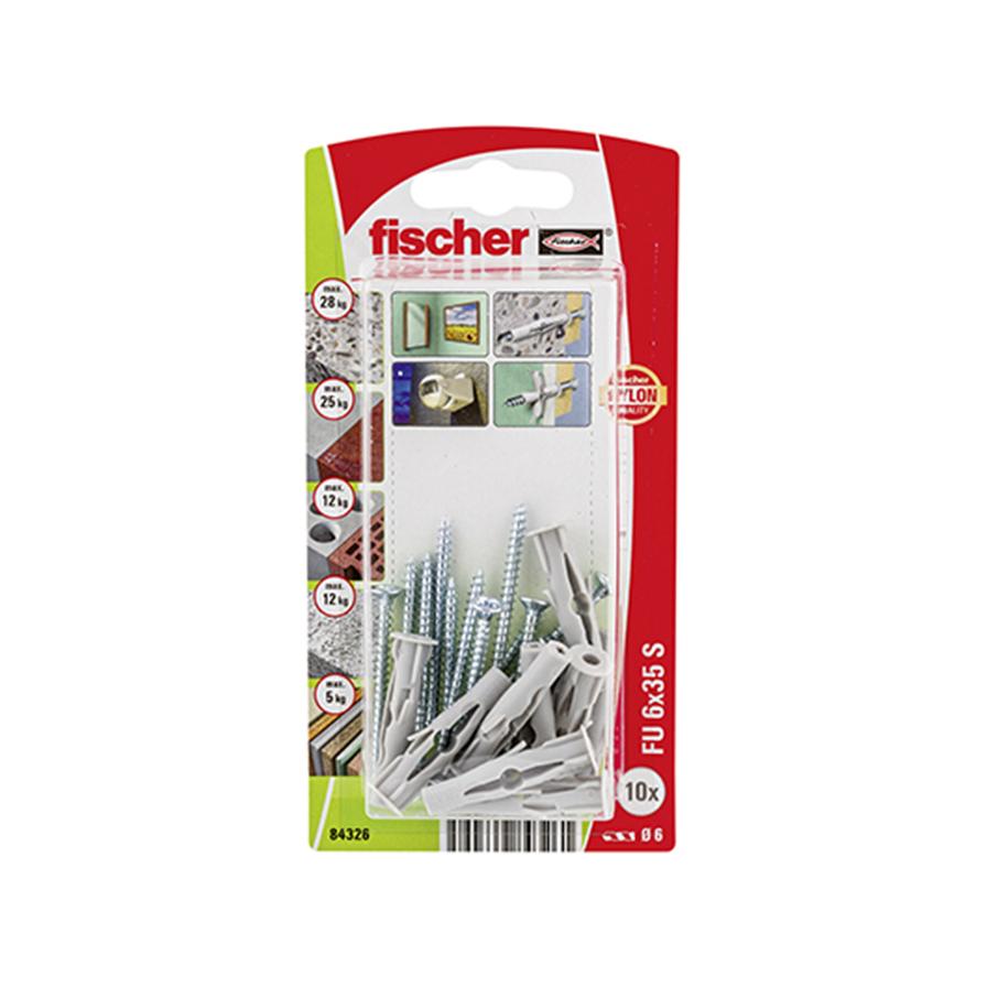 Fischer Plugs with Screws (Gray & Silver)