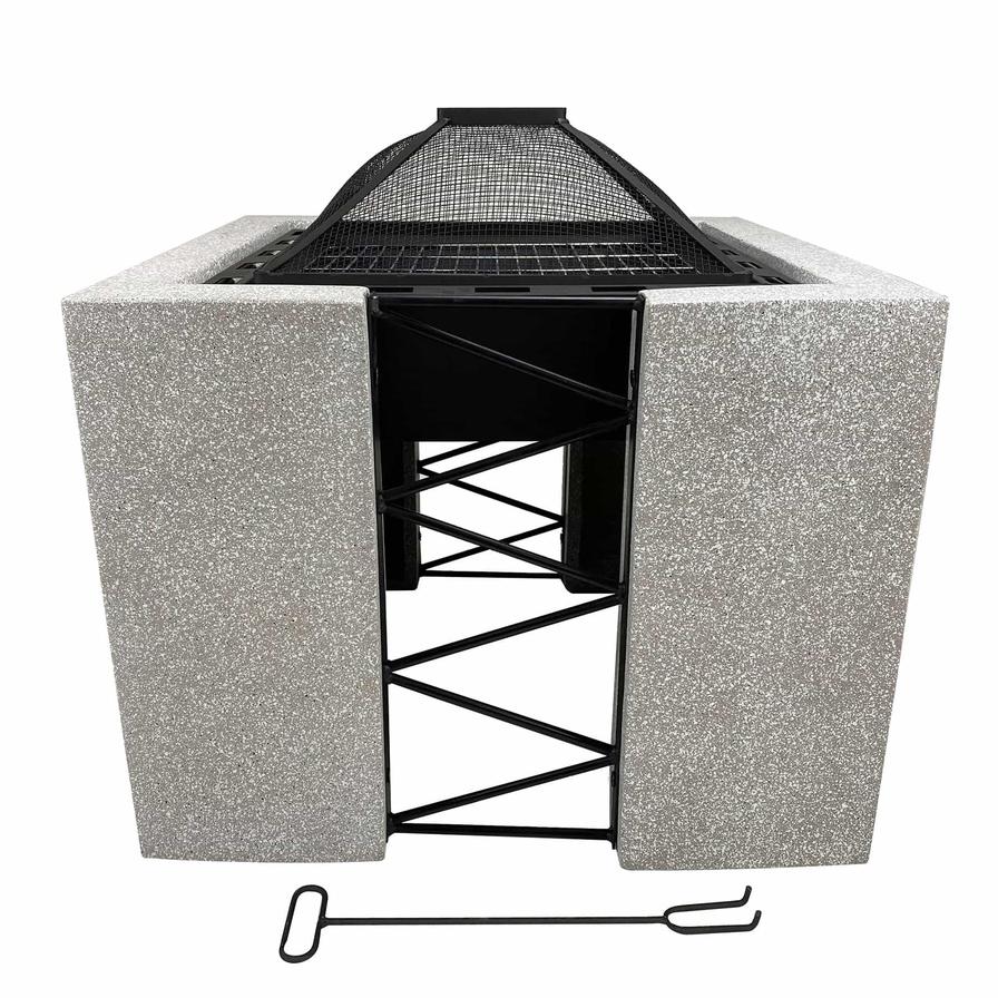 Square Fire Pit W/ Cooking Grill (65 cm)