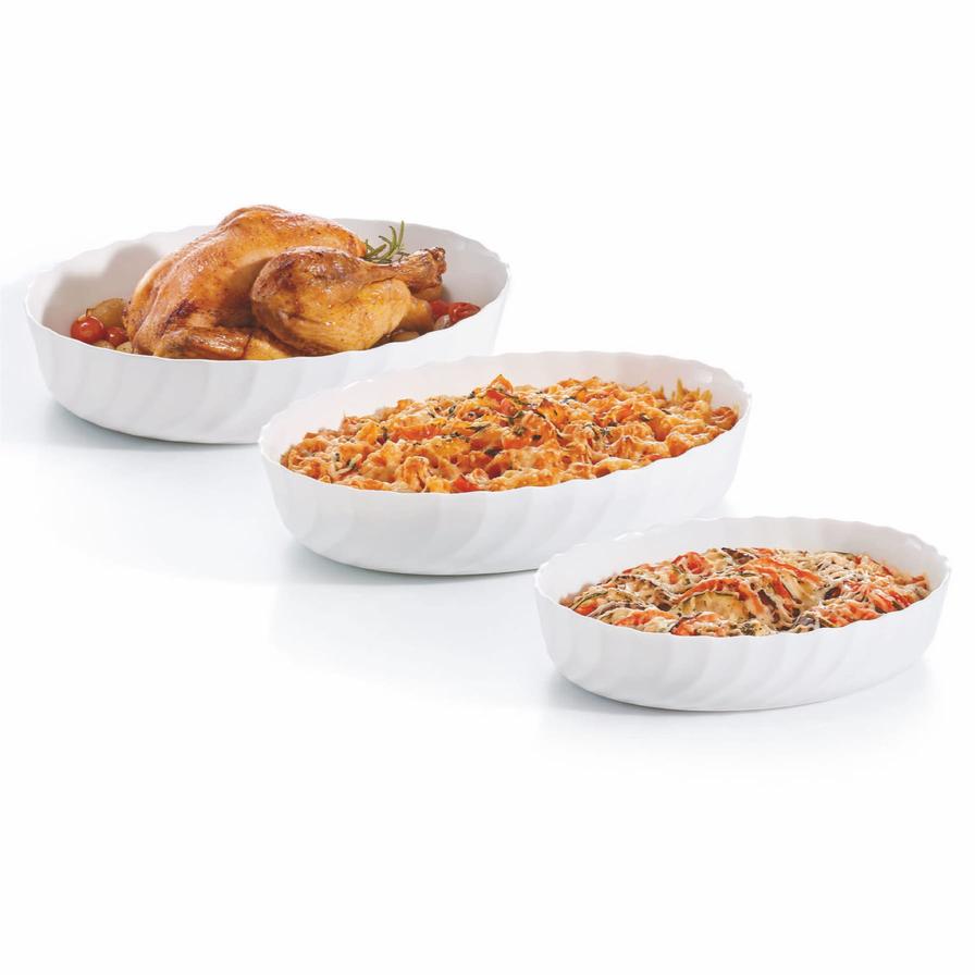 Luminarc Trianon Opal Glass Oval Dish Set (29 x 21.5 x 2 cm, 3 pcs)