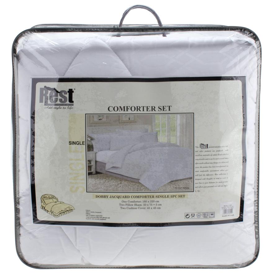 Rest Dobby Jacquared Single Comforter Set (160 x 220 cm, 5 Pc.)