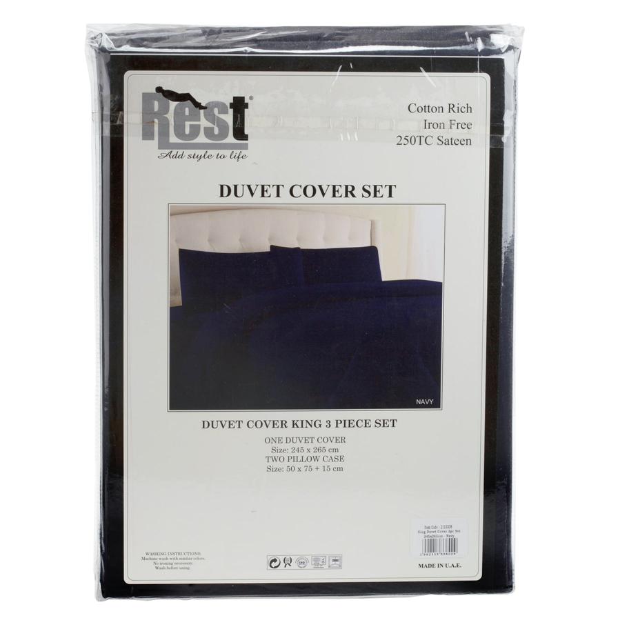 Rest Sateen King Duvet Cover Set (245 x 265 cm, 3 Pc.)