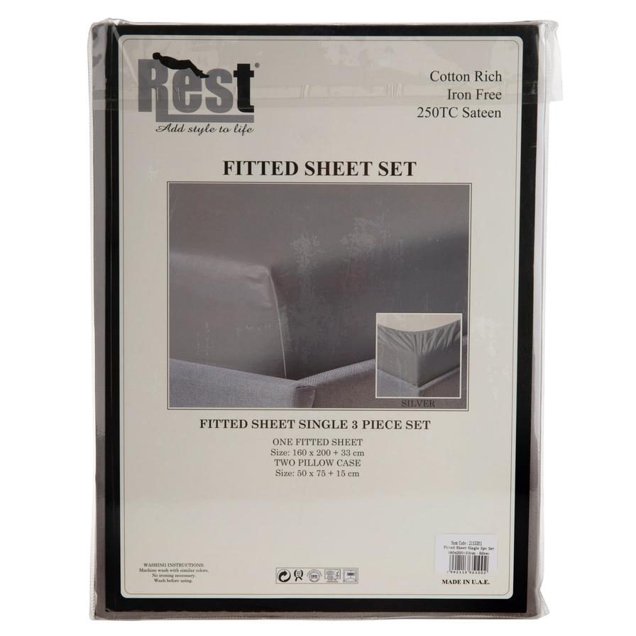 Rest Sateen Fitted Single Sheet Set (160 x 200 + 33 cm, 3 Pc.)