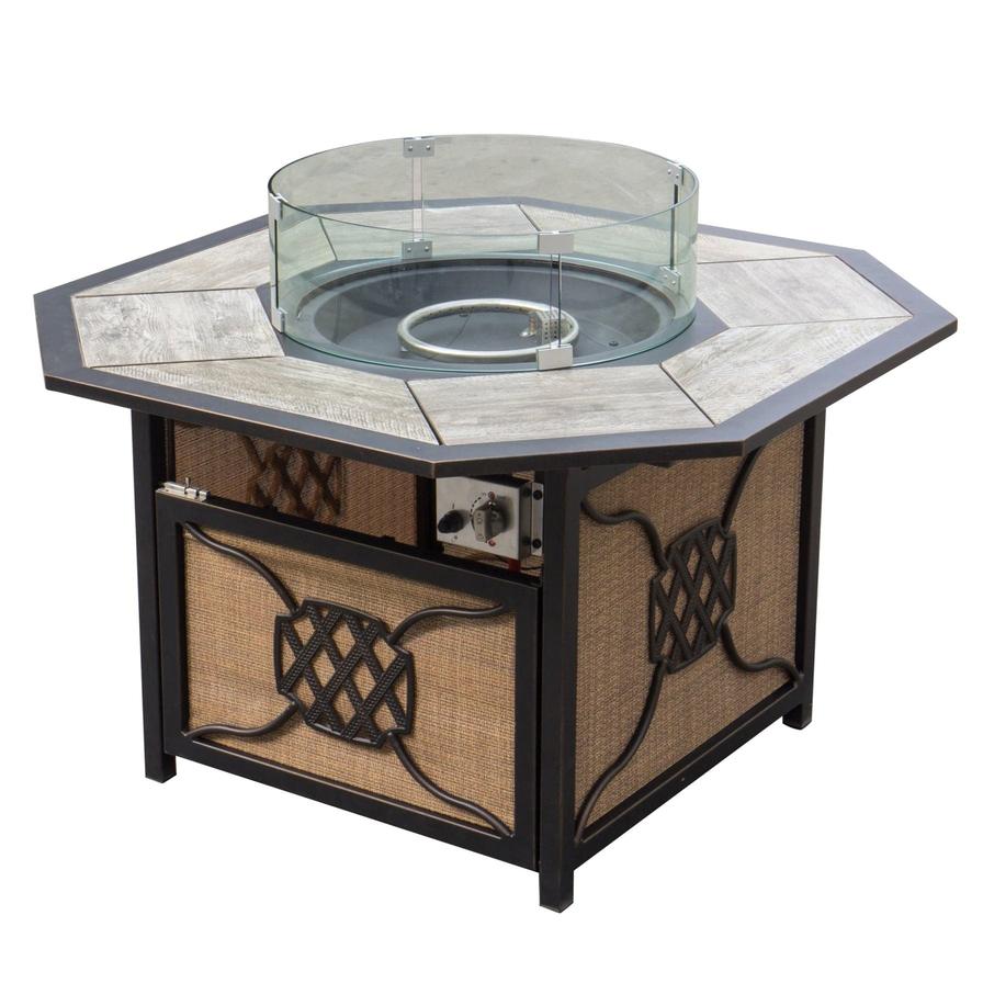 Milano Cast Aluminum Octagon Table W/Gas Firepit Generic (108 x 108 x 63.5 cm)