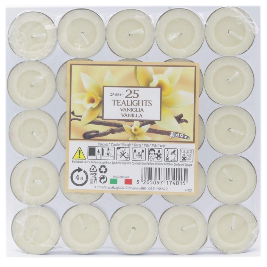 Aladino Tealight Candle Pack (Vanila, 25 Pc.)