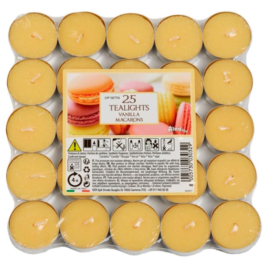 Aladino Tealight Candle Pack (Vanila Macarons, 25 Pc.)