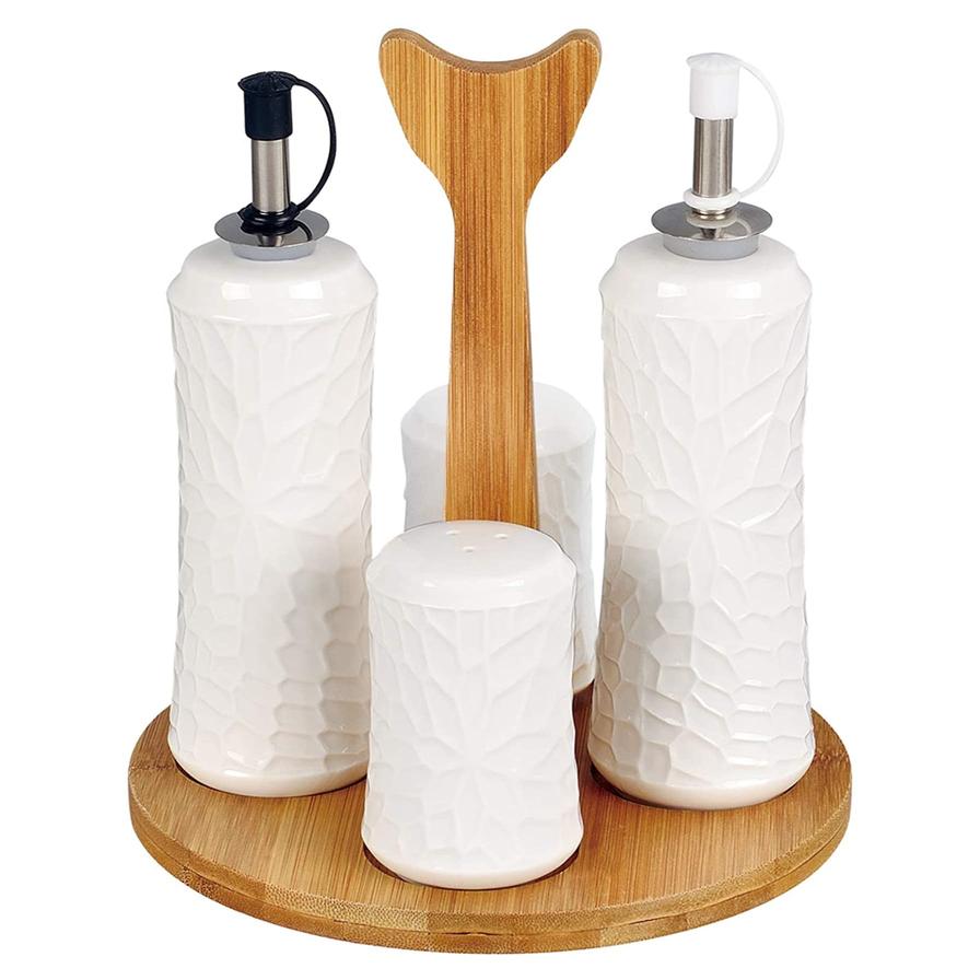 Shallow 4-Piece Porcelain Cruet Set, PJ03034