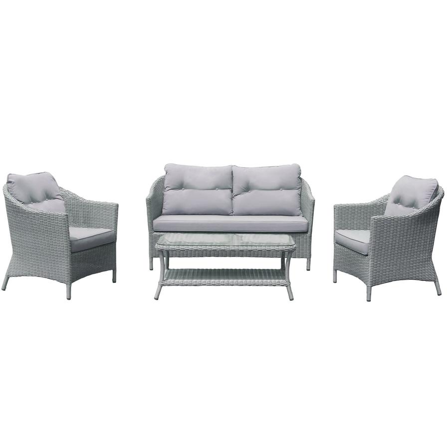 Floral 4-Seater Aluminum Rattan Sofa Set W/Cushions (4 Pc.)