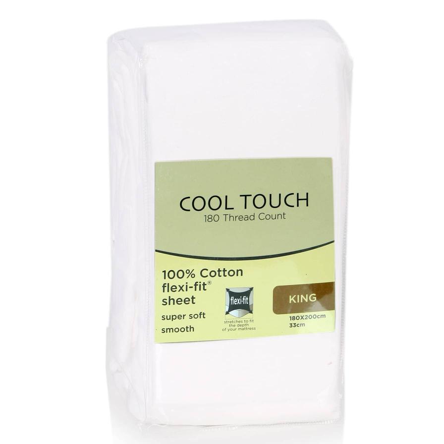 Cool Touch King Fitted Sheet (180 x 200 cm, White)