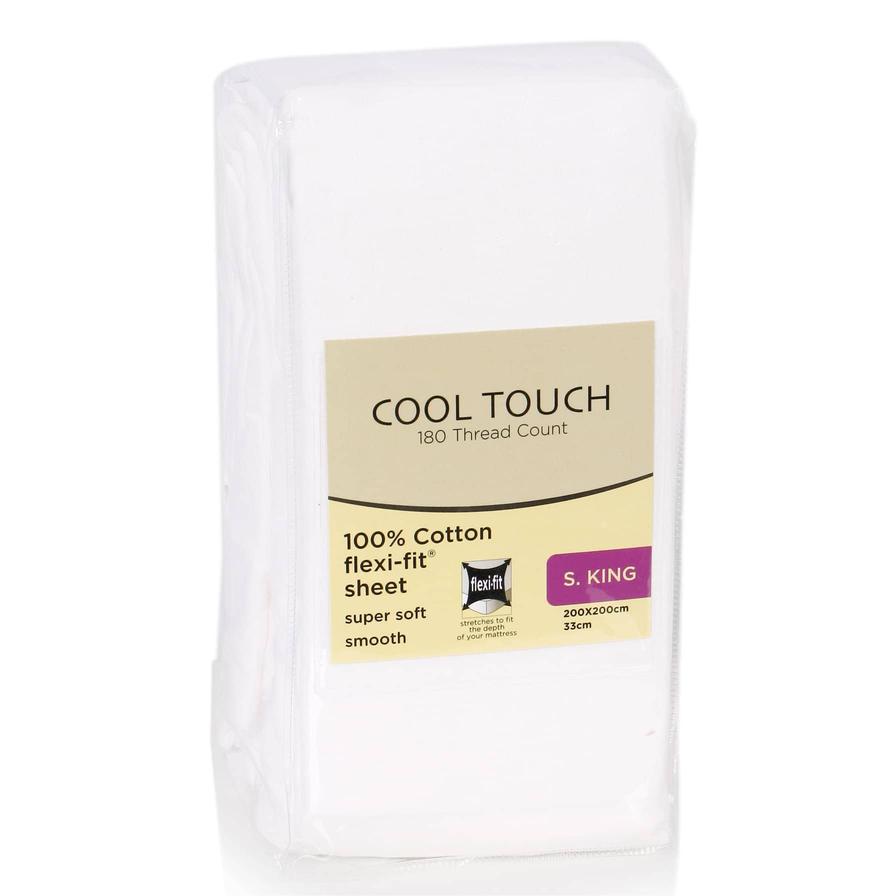 Cool Touch Super King Fitted Sheet (200 x 200 cm, White)