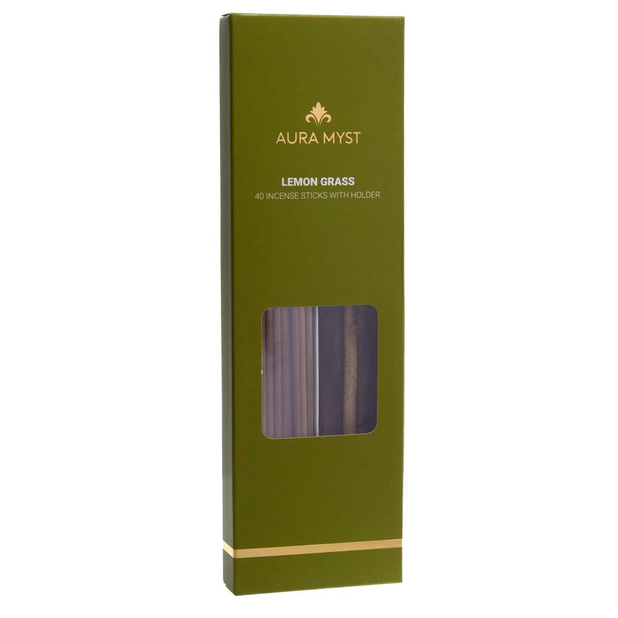 Buy Aura Myst Incense Sticks Pack W/ Holder (Lemongrass, 40 Pc.) Online