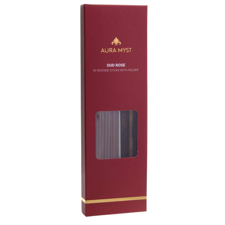 Buy Aura Myst Incense Sticks PackW/ Holder (Oud Rose, 40 Pc.) Online in
