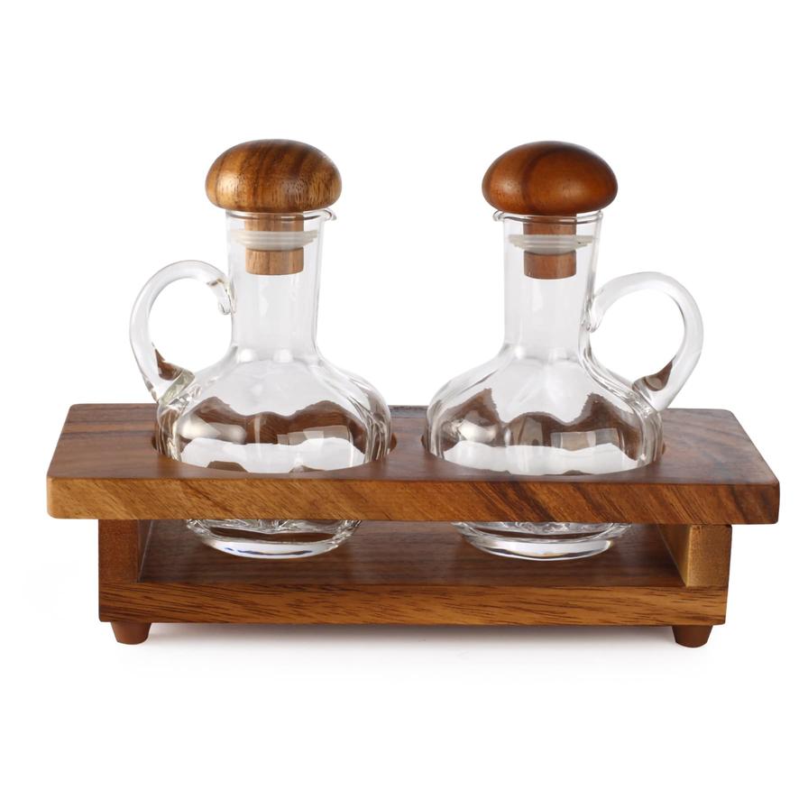 Billi Wooden & Glass Cruet Set