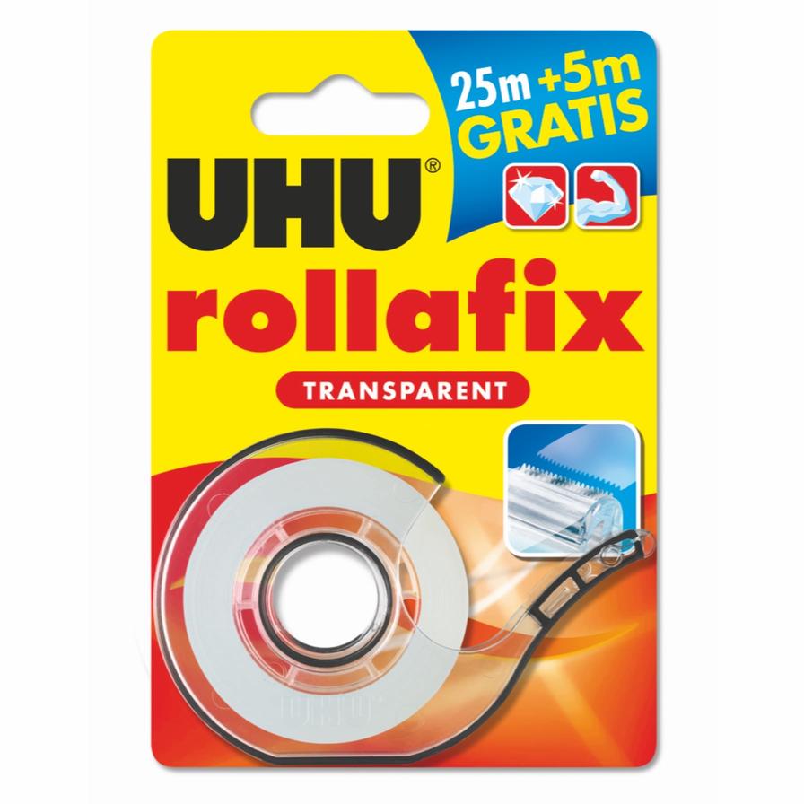 UHU Rollafix Clear Adhesive Tape W/Dispenser (30 m x 19 mm)