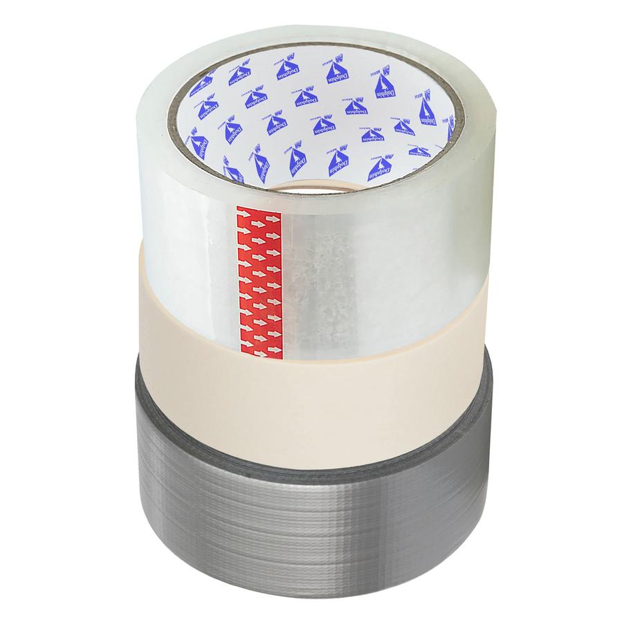 Dolphin AMI 80 Masking Tape + Dolphin AMI 35 Mesh Duct Tape + Dolphin Clear Packaging Tape (Combo)