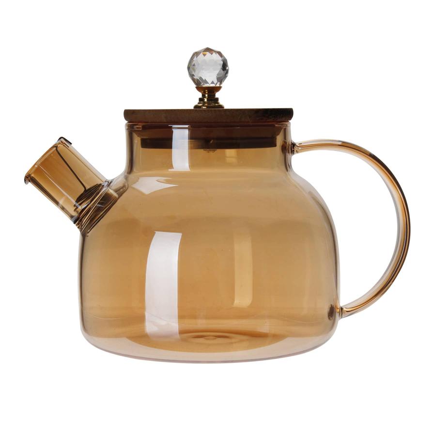 Glass Teapot with Bamboo Lid & Infuser Basket - 1.4L