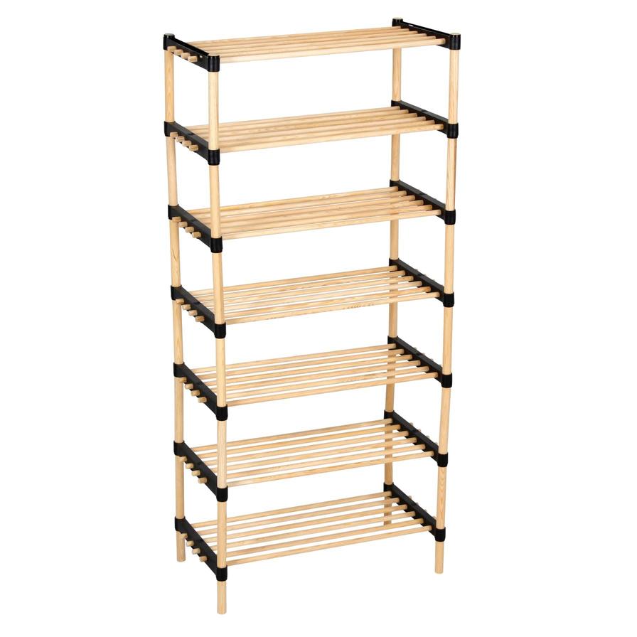 Buy Seowood Pinewood Multi Purpose 7-Tier Modular Shelf (28 x 56 x 114 ...