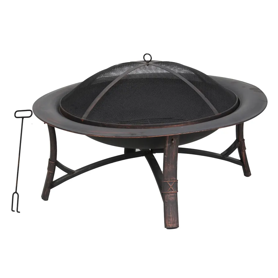 Buy Round Wood Fire Pit W/Lid (89 x 53 cm) Online in Dubai & the UAEACE