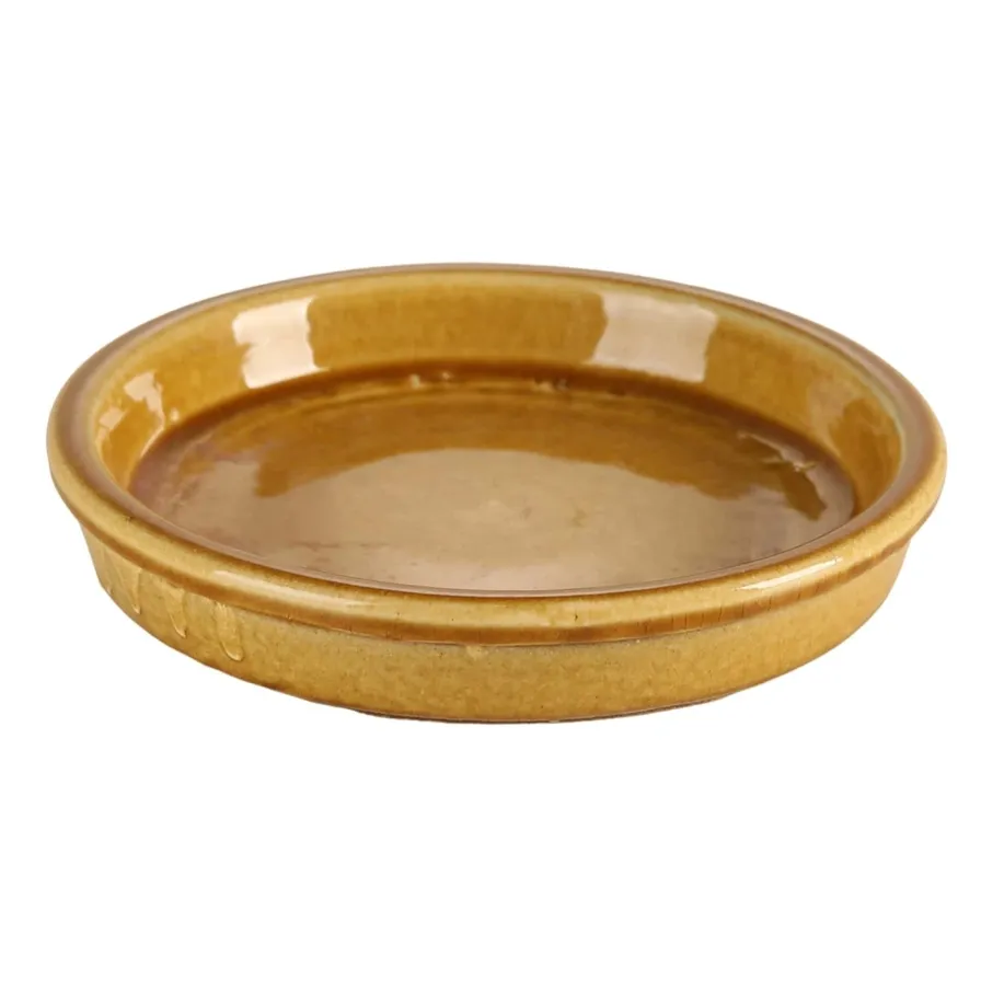 Buy Shanghai Glazed Ceramic Plant Saucer (30 cm, Ocher) Online in Dubai