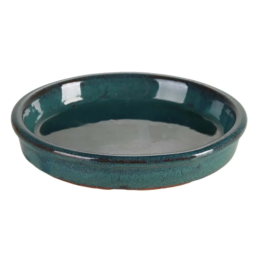 Buy Shanghai Glazed Ceramic Plant Saucer (20 cm, Ice Blue) Online in