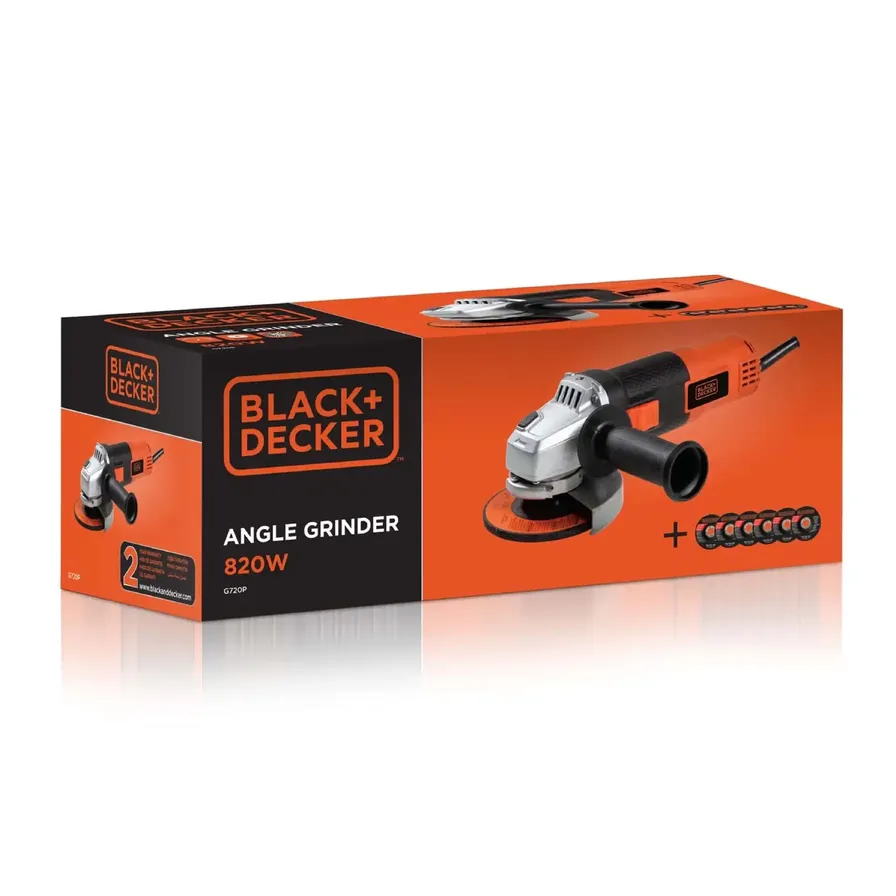 Black&Decker G720P-B5 820W 115mm Small Angle Grinder with 1