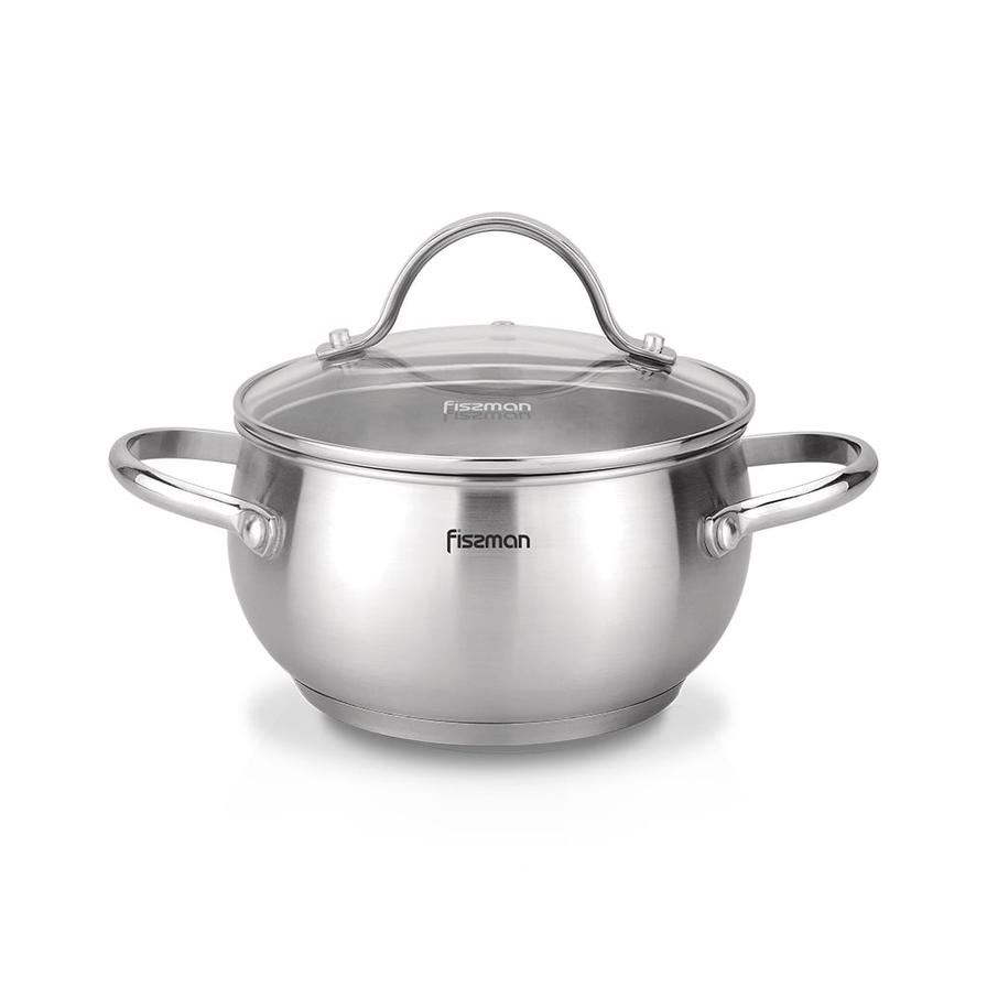 FISSMAN 304 Stainless Steel Cooking Sauce Pot With Glass Lid