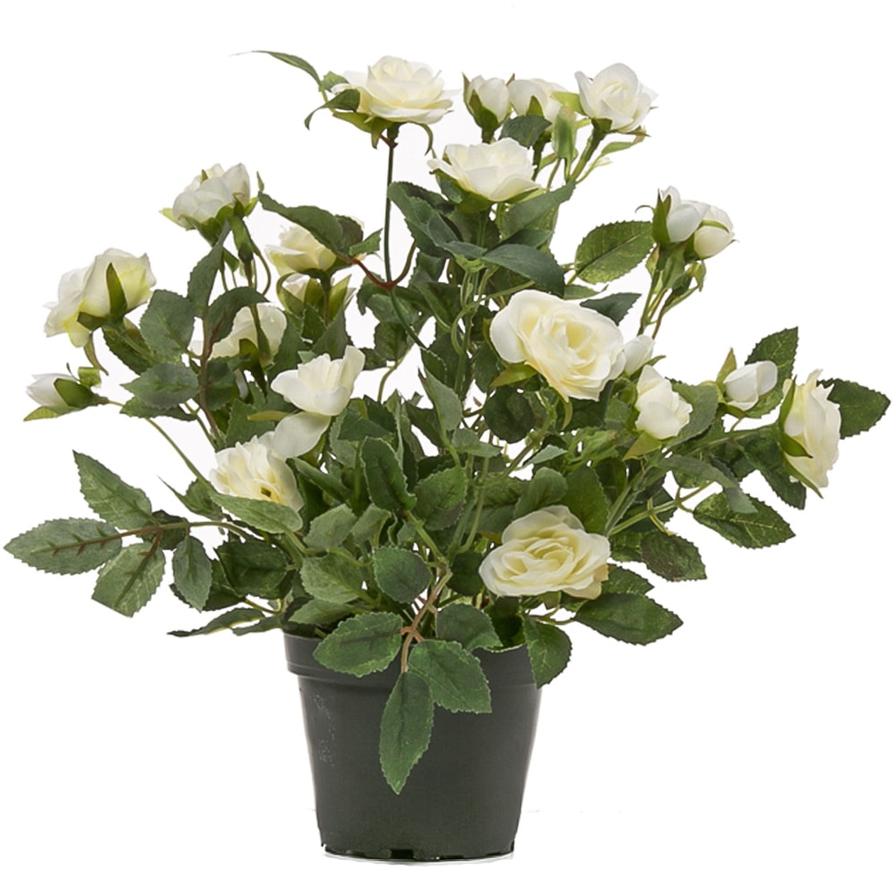 Rose Artificial Potted Flowers (White)