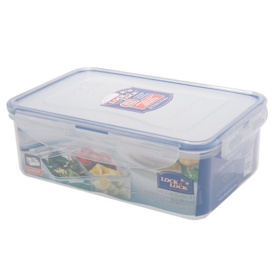 Lock & Lock Rectangular Food Container with Removable Sections (23.2 x 16.5 x 6.9 cm, Clear)