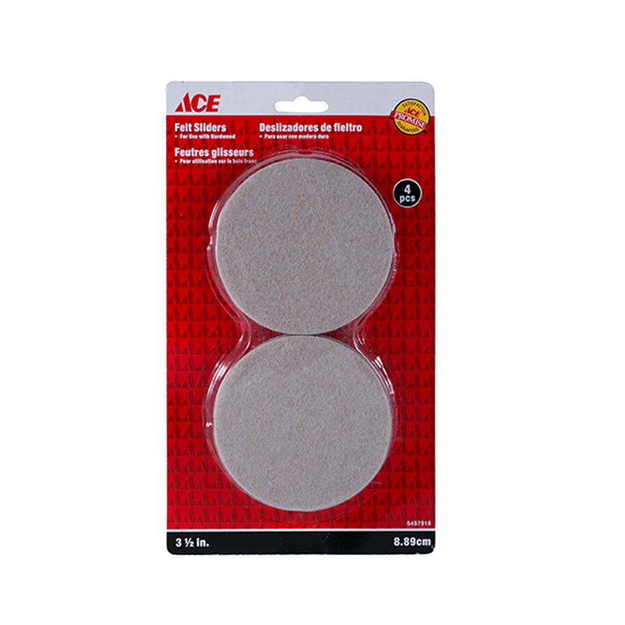 ACE® Round Felt Sliders for Hardwood Floors (8.9 cm, Pack of 2)