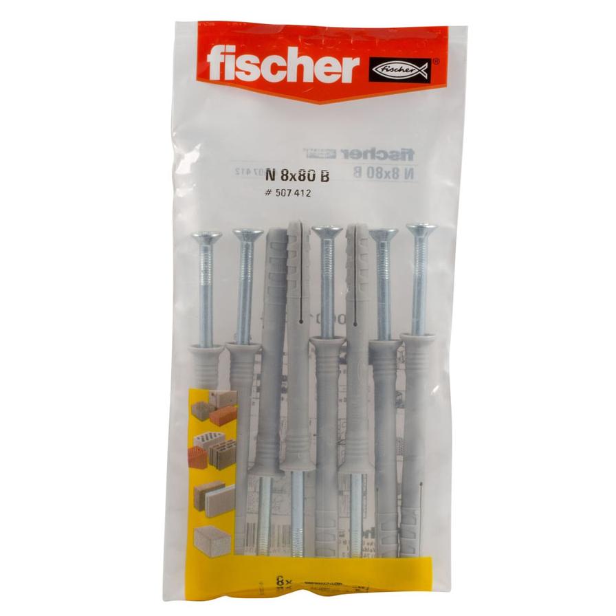 Fischer Hammerfix with Galvanized Countersunk Head (8 x 0.8 cm, Pack of 8)