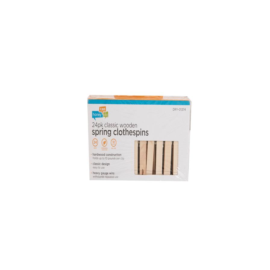 Honey-Can-Do Classic Wooden Clothespins (0.9 x 1.3 cm, Pack of 24)