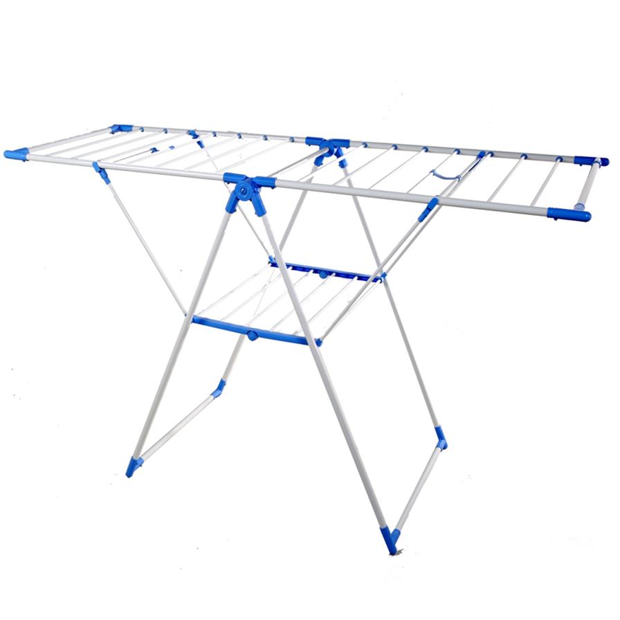 Youlite Foldable Powder-Coated Wing Clothes Rack (Blue)