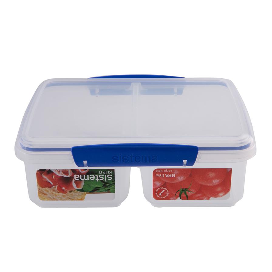 Sistema Klip It Rectangular Split Food Container (17 x 8 cm, Clear)