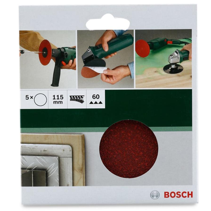 Bosch 60 Grit Paper Sanding Sheet for Angle Grinder (115 mm, Pack of 5)